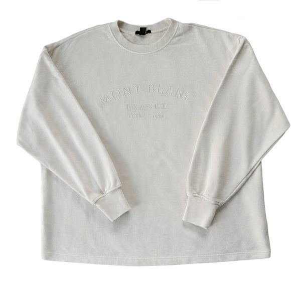 Mont-Blanc France Embroidered Oversized Sweatshirt – Sand Neutral – Size Medium - Picture 3 of 7